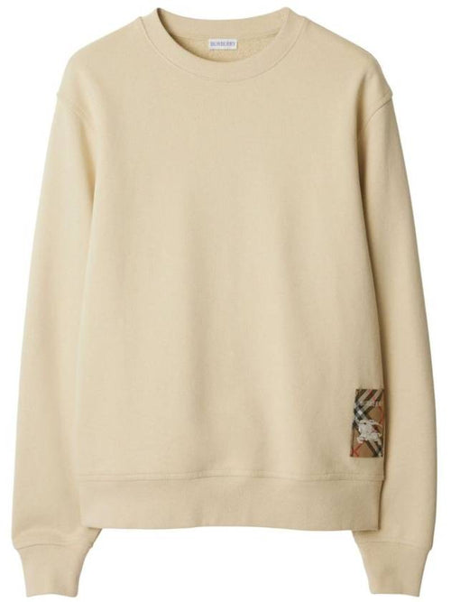 Burberry Check Label Cotton Sweatshirt Nutmeg