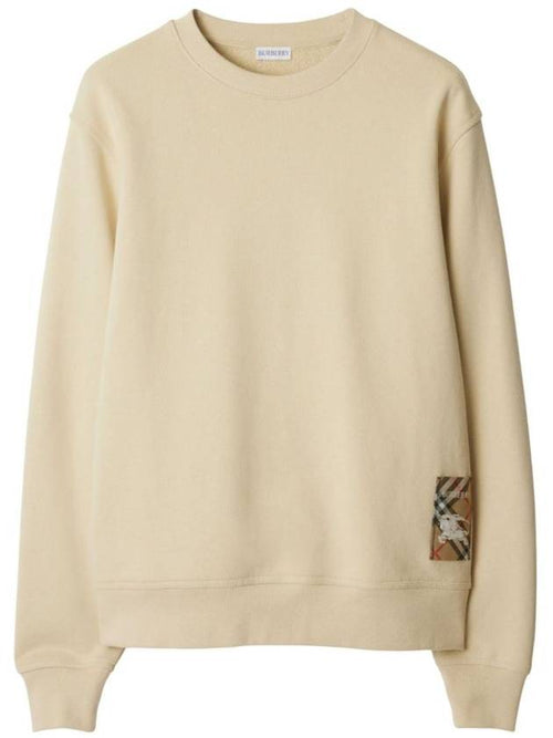 Burberry Check Label Cotton Sweatshirt Nutmeg