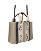 Chloe Linen Tote Bag with Leather Trim Women Black | Black Handbags