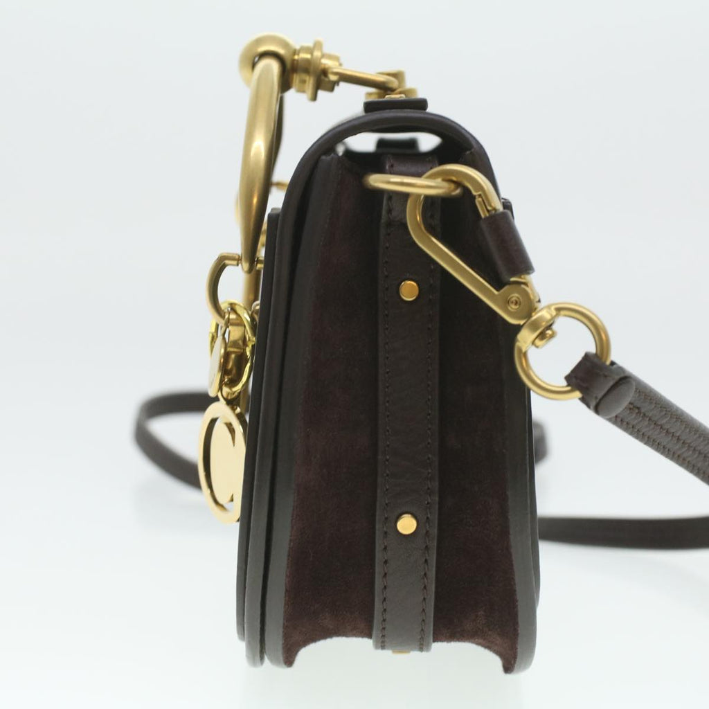 Chloe Small Rubberized Shoulder Bag Nile Leather 2way Brown 37268A