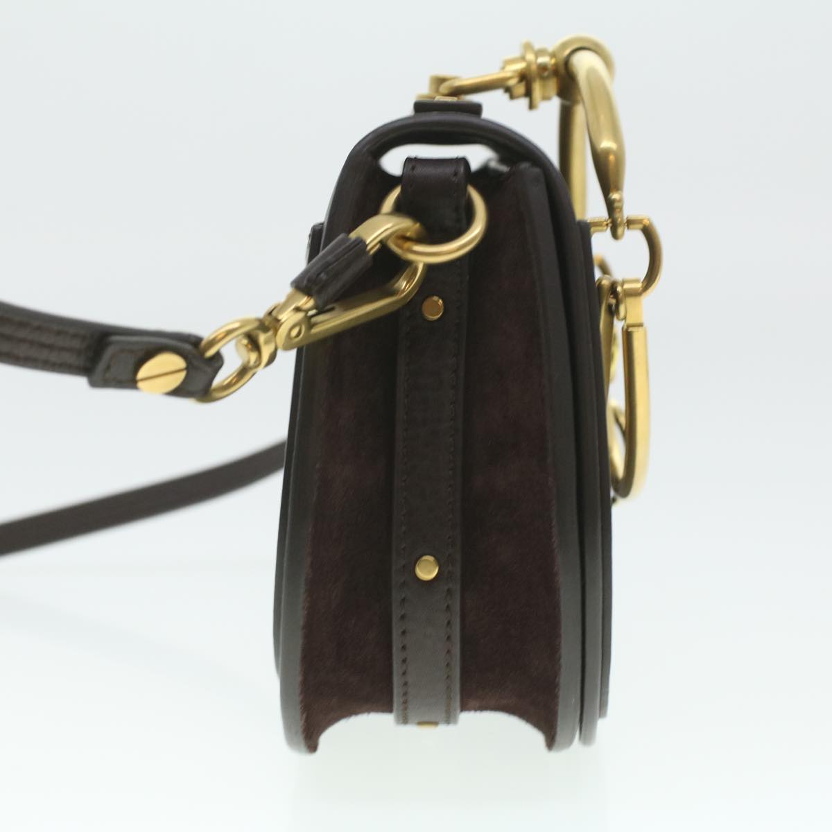 Chloe Small Rubberized Shoulder Bag Nile Leather 2way Brown 37268A