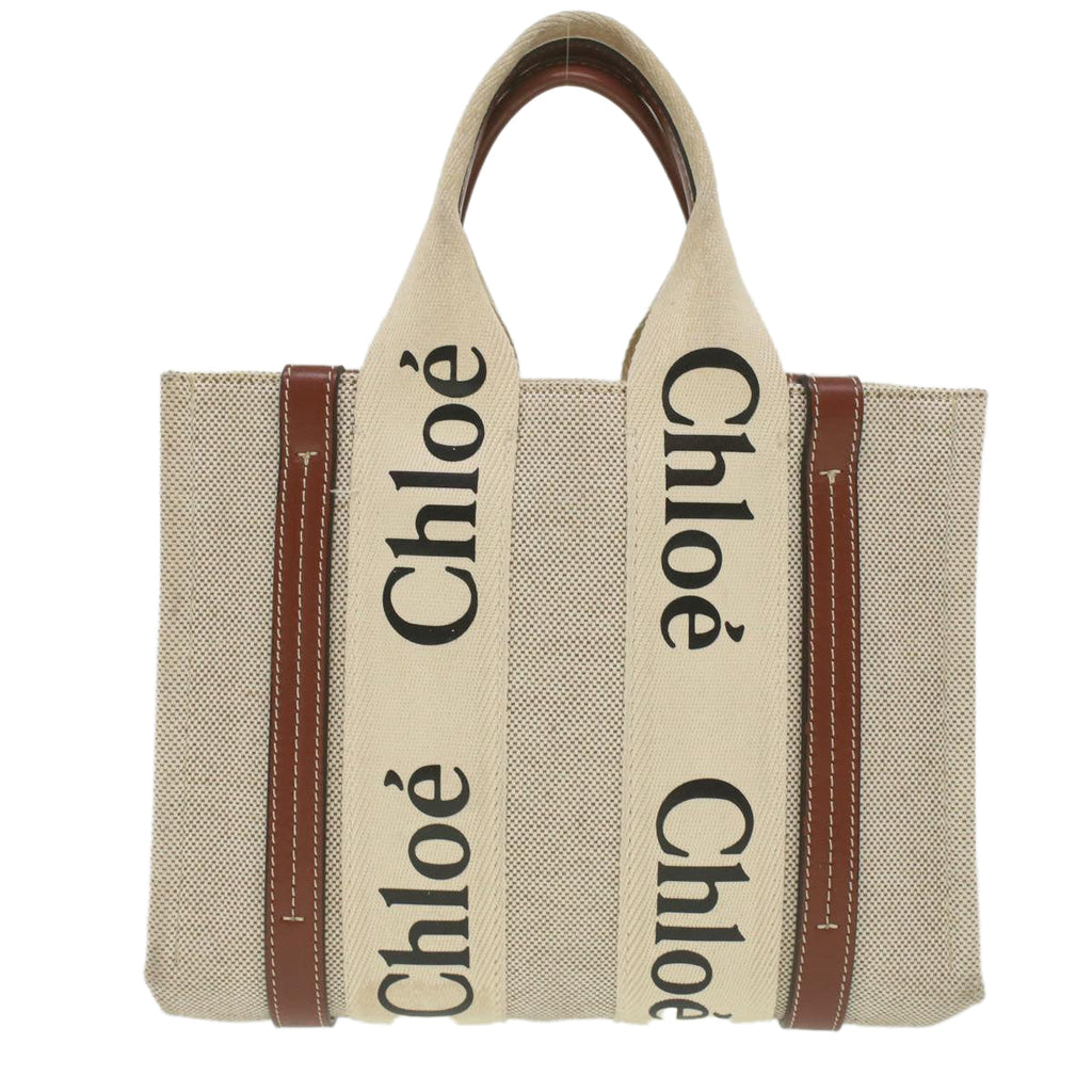Chloe Woody Hand Bag Canvas 2way Gray Brown 37269A