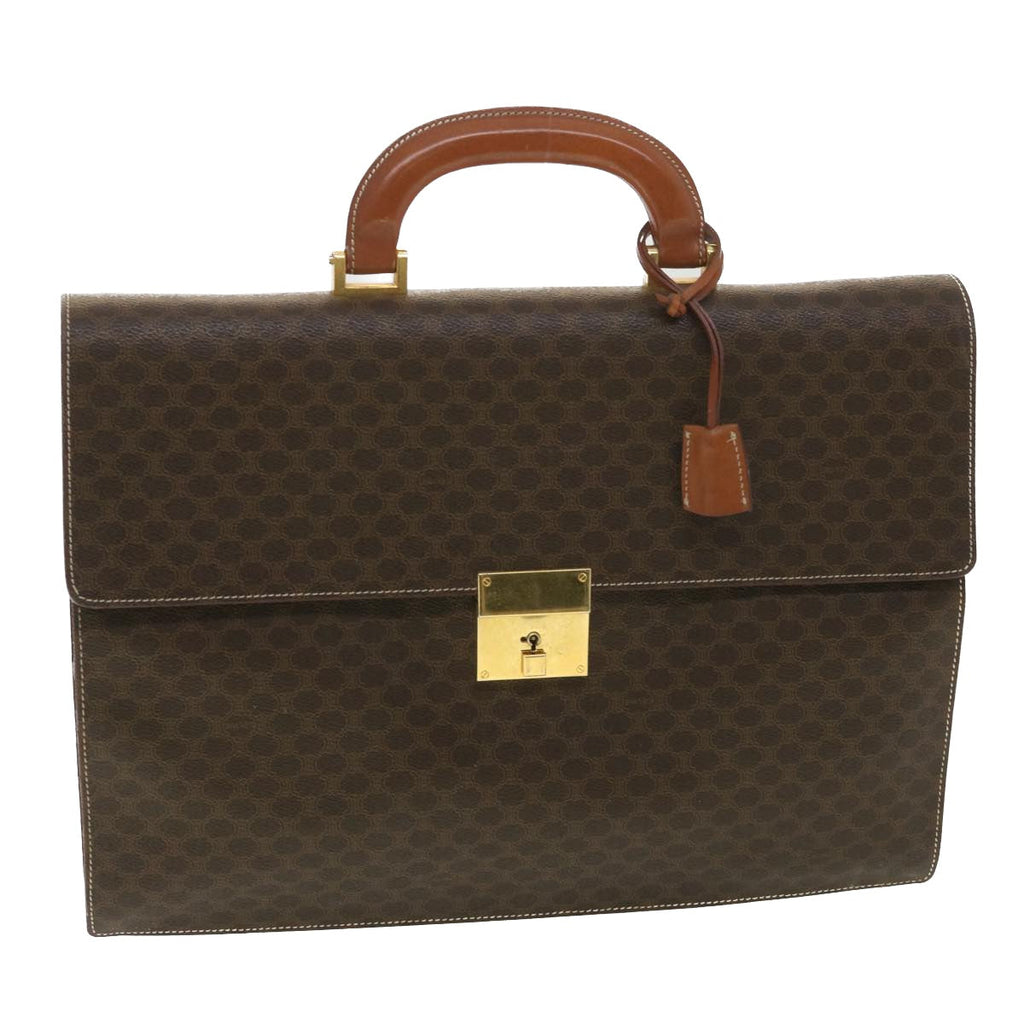 CELINE Macadam Canvas Hand Bag PVC Leather Brown  37308