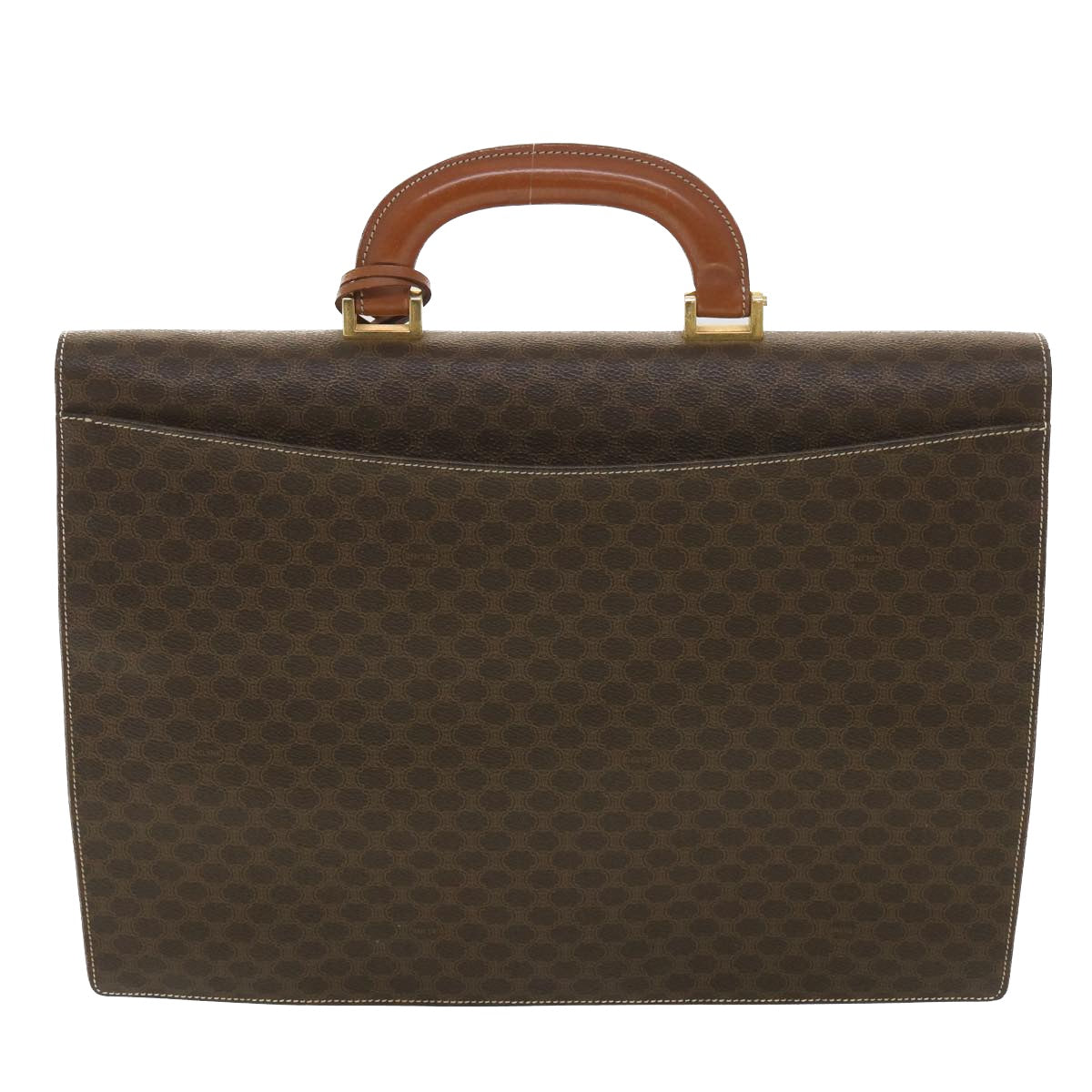 CELINE Macadam Canvas Hand Bag PVC Leather Brown  37308