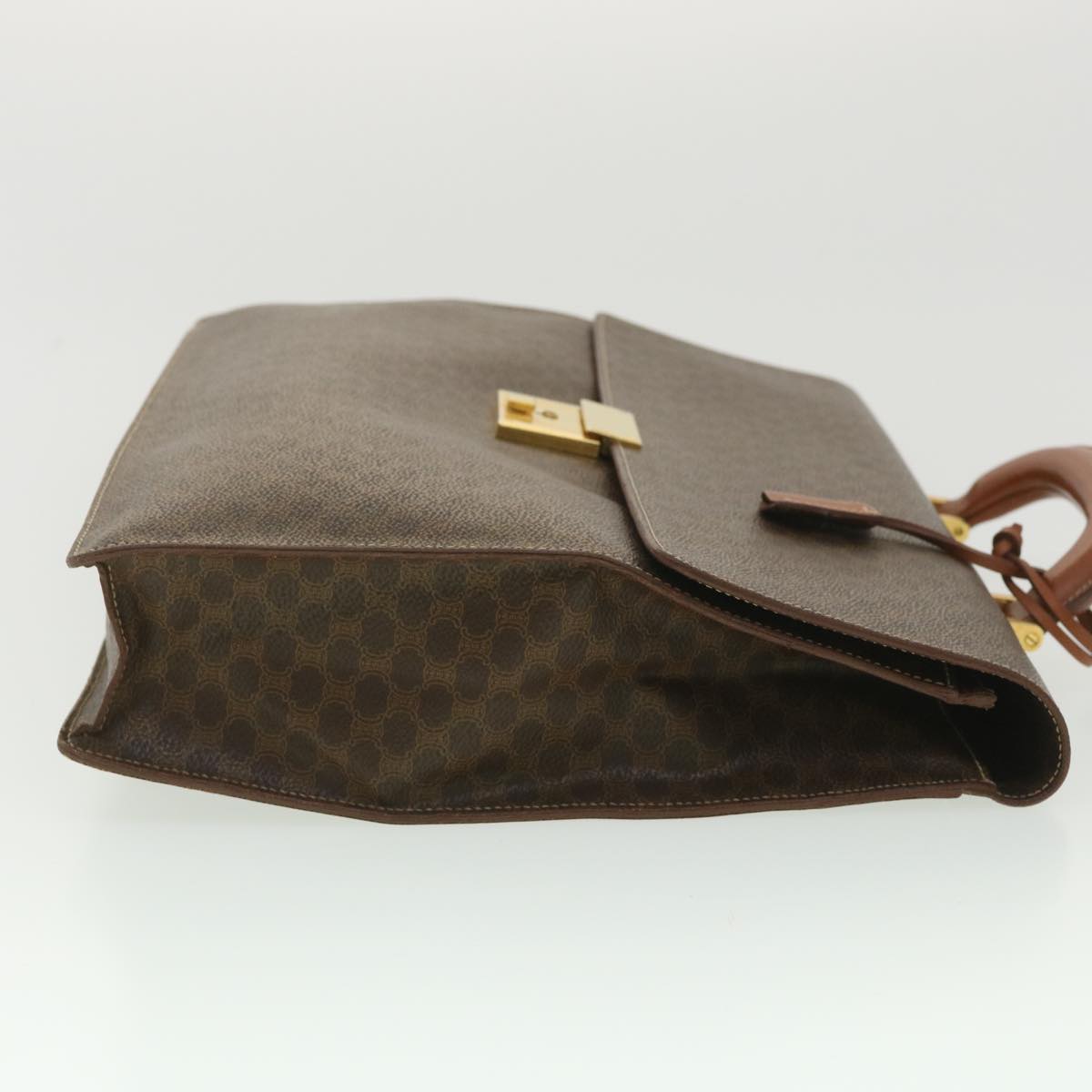 CELINE Macadam Canvas Hand Bag PVC Leather Brown  37308