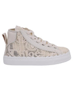 Chloe Courts HighTop Lace Sneakers Women White | Ecru