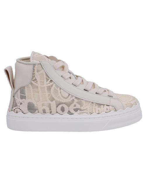 Chloe Courts HighTop Lace Sneakers Women White | Ecru