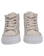 Chloe Courts HighTop Lace Sneakers Women White | Ecru