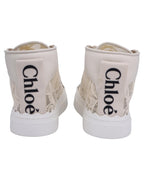 Chloe Courts HighTop Lace Sneakers Women White | Ecru