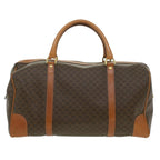 CELINE Macadam Canvas Boston Bag PVC Leather Brown  37395