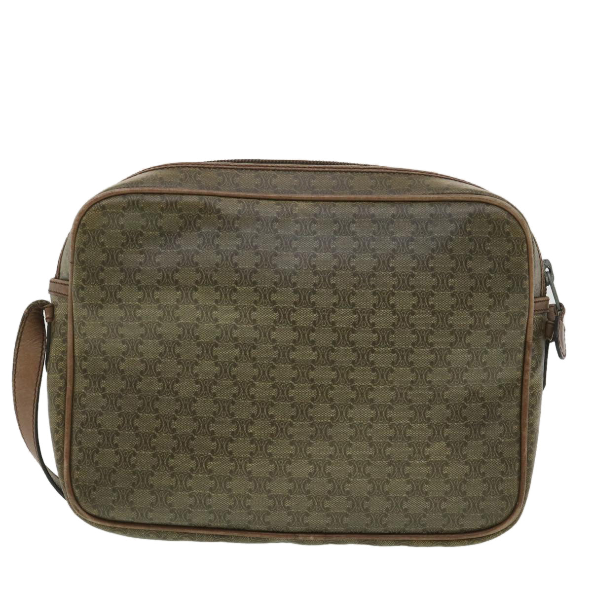 CELINE Macadam Canvas Shoulder Bag PVC Leather Beige  37414