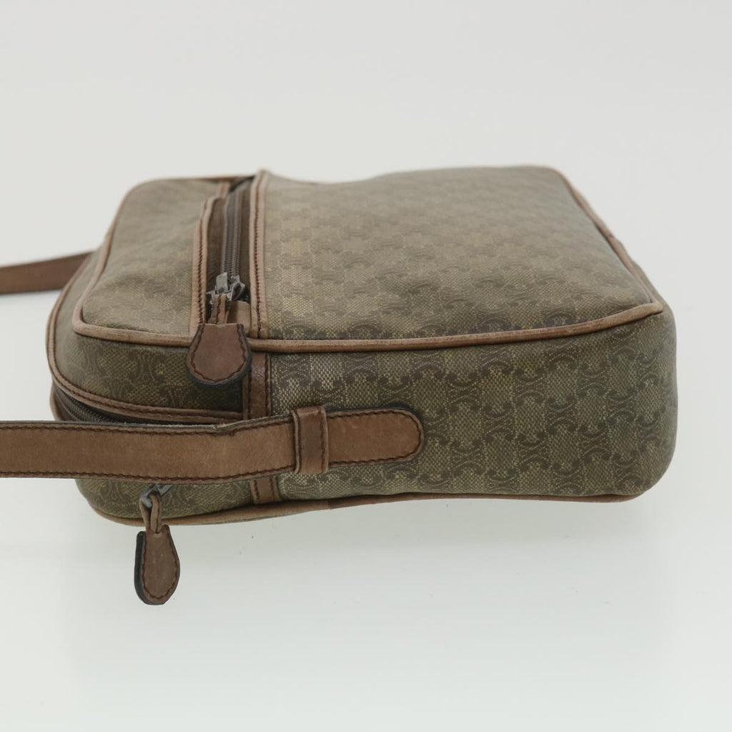CELINE Macadam Canvas Shoulder Bag PVC Leather Beige  37414