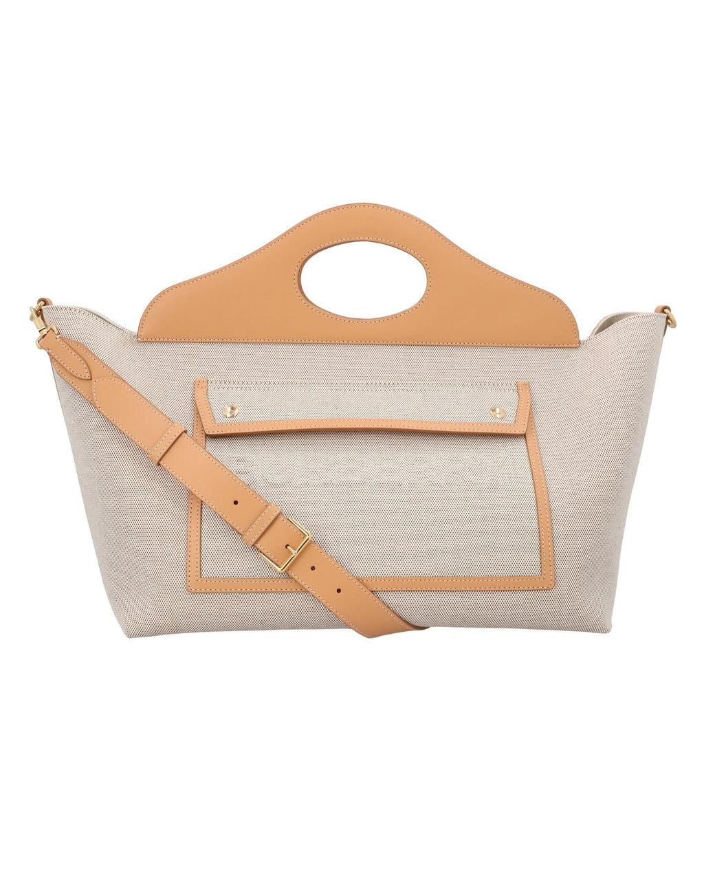 Burberry Canvas Tote Bag with Leather Trim Women Grey | Grey