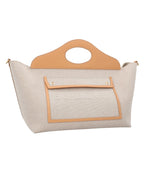Burberry Canvas Tote Bag with Leather Trim Women Grey | Grey