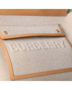 Burberry Canvas Tote Bag with Leather Trim Women Grey | Grey