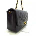 CHANEL - Diana Flap Matelasse Shoulder Bag Black Lambskin