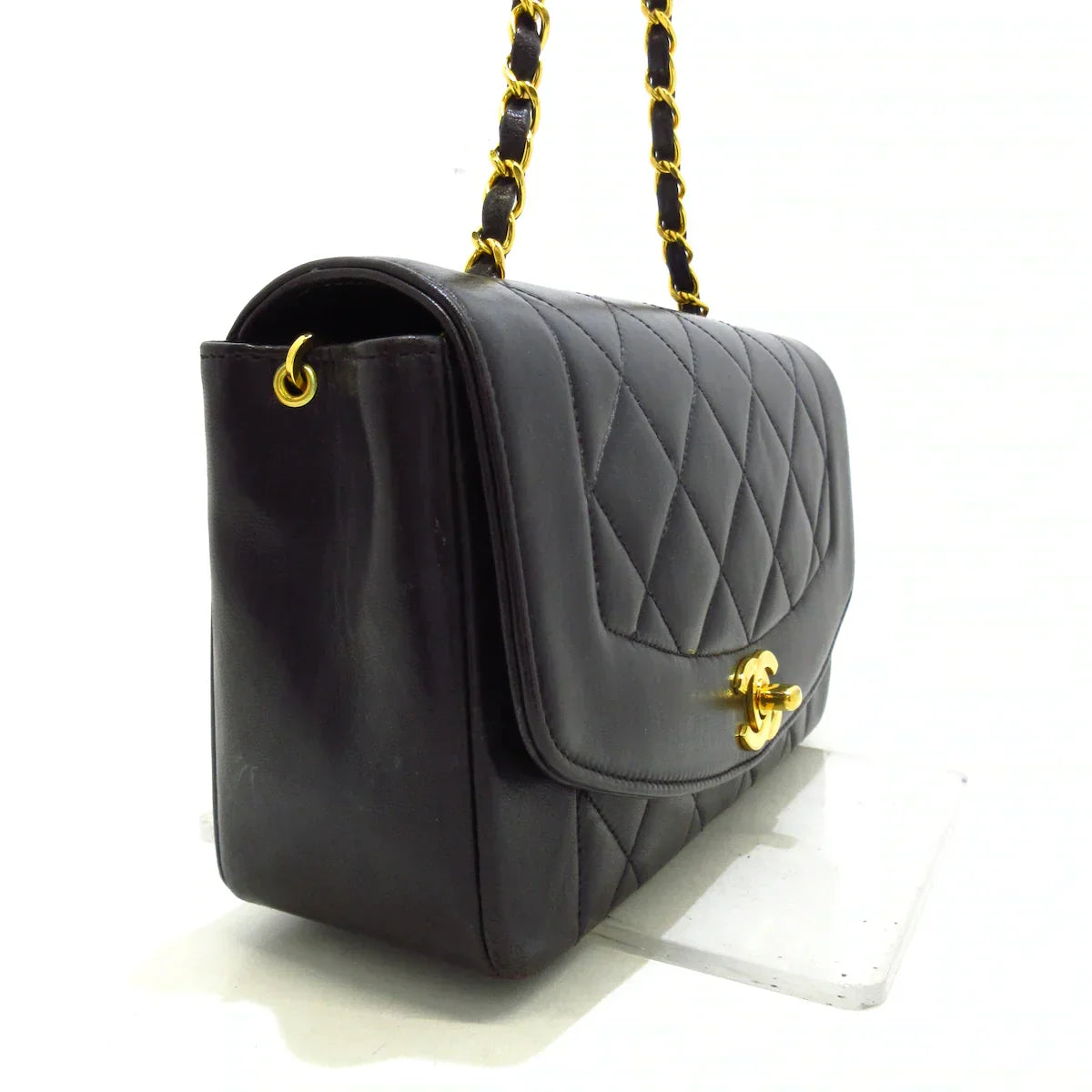 CHANEL - Diana Flap Matelasse Shoulder Bag Black Lambskin