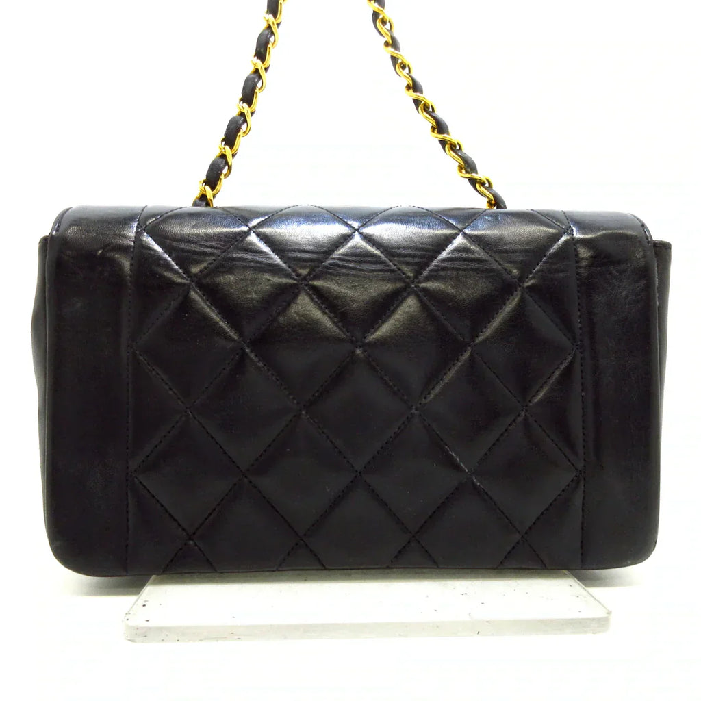 CHANEL - Diana Flap Matelasse Shoulder Bag Black Lambskin