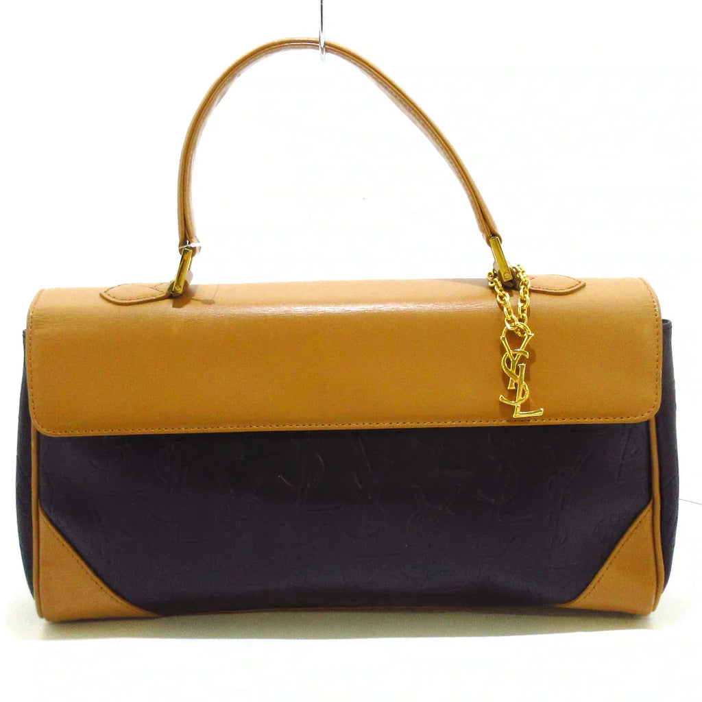 SAINT LAURENT - Handbag Black Light Brown Leather