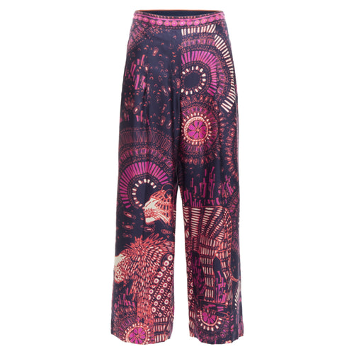 Christian Dior kaleidoscope animal print cotton wide pants