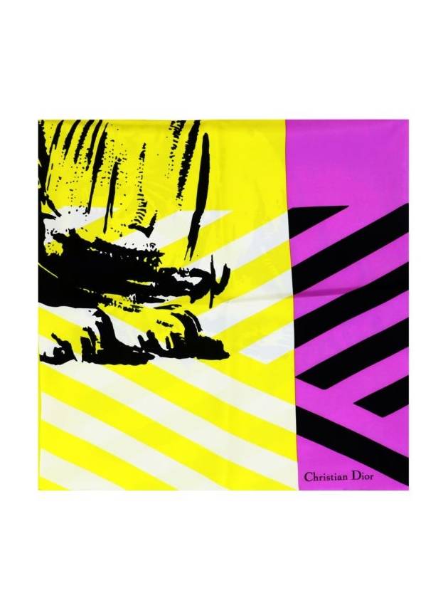 D Jungle Pop Square Silk Scarf Yellow Dior