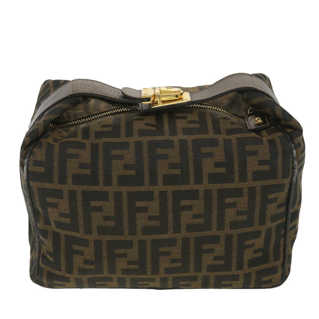 FENDI Zucca Canvas Vanity Cosmetic Pouch Black Brown  37617