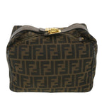 FENDI Zucca Canvas Vanity Cosmetic Pouch Black Brown  37617