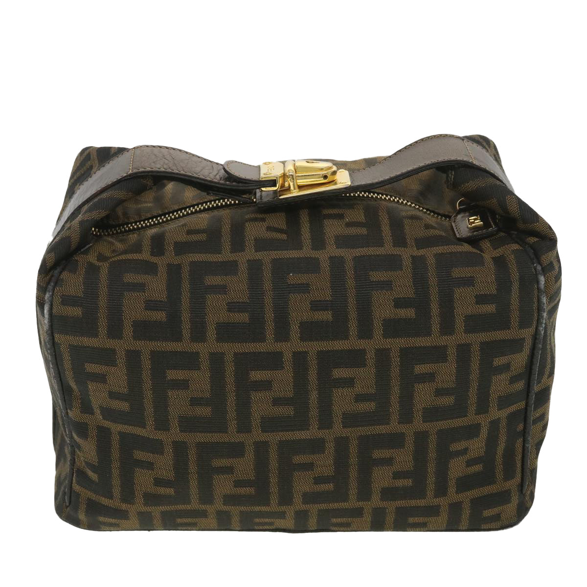FENDI Zucca Canvas Vanity Cosmetic Pouch Black Brown  37617