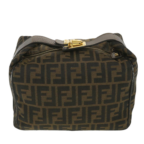 FENDI Zucca Canvas Vanity Cosmetic Pouch Black Brown  37617
