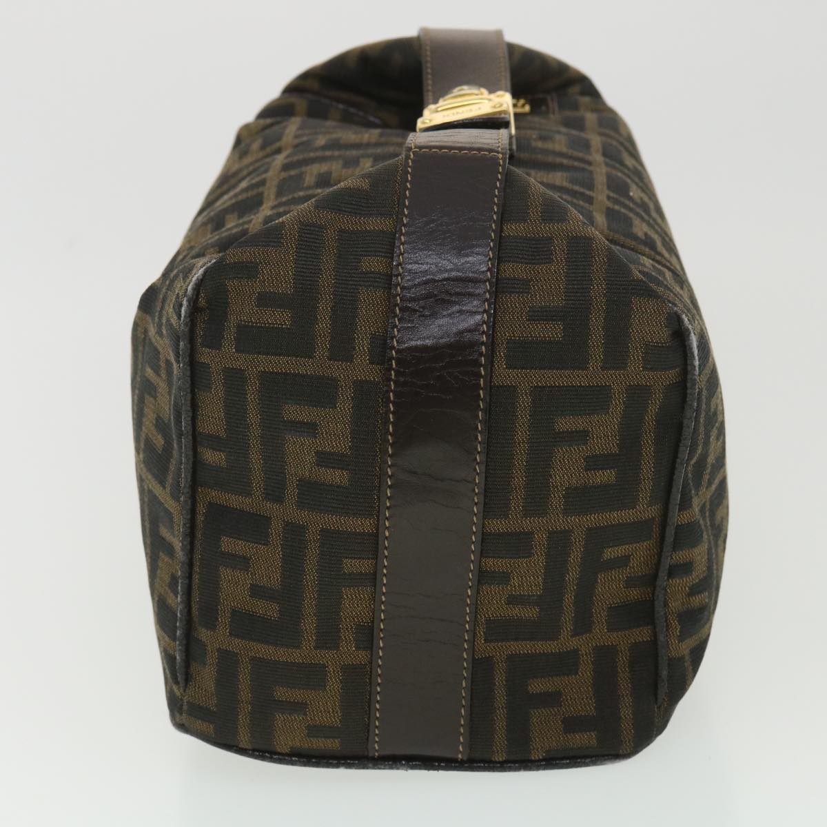 FENDI Zucca Canvas Vanity Cosmetic Pouch Black Brown Auth 37617