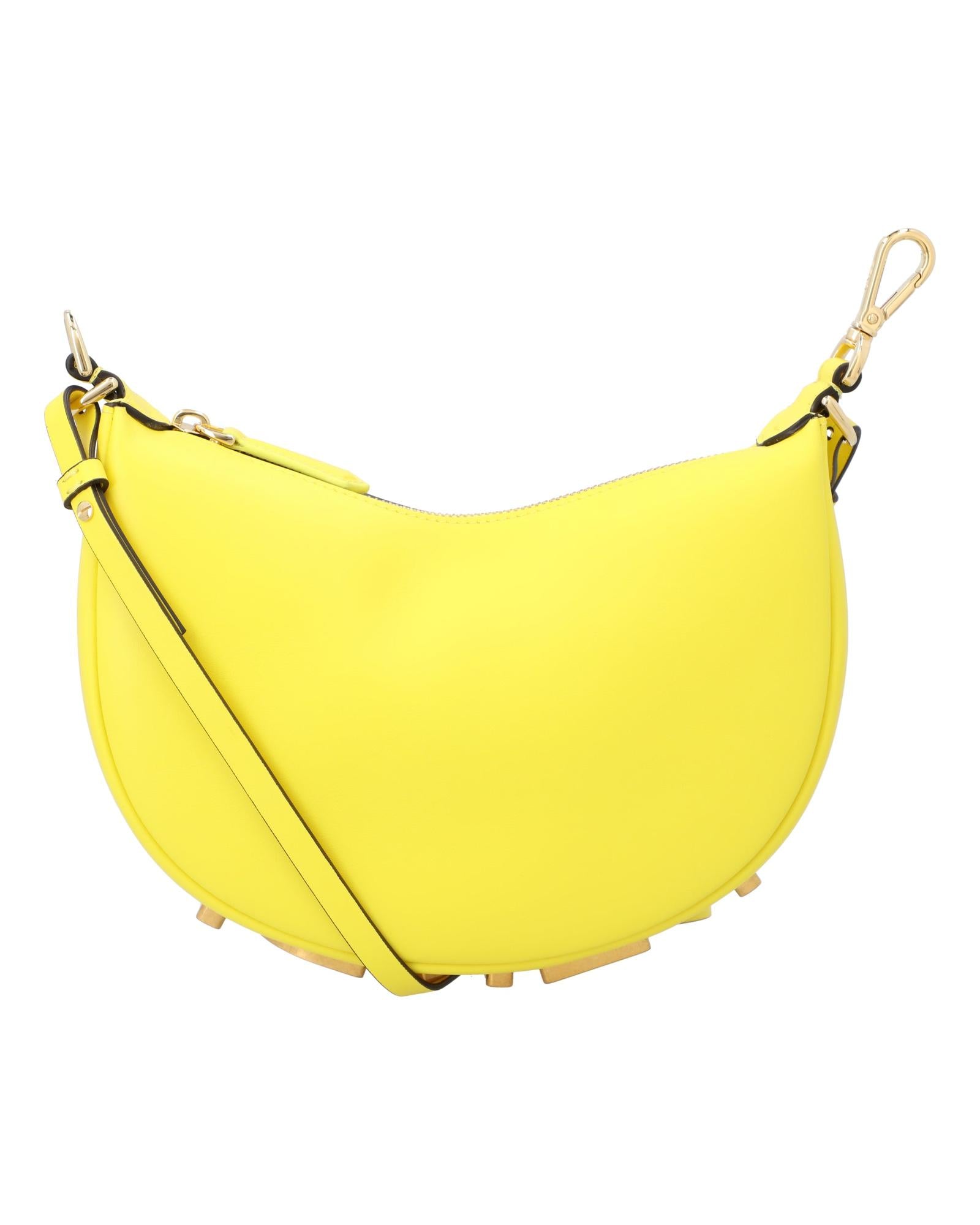 Fendi Sunshine Shopper Small Leather Women Yellow | Yellow Shoulder Bags
