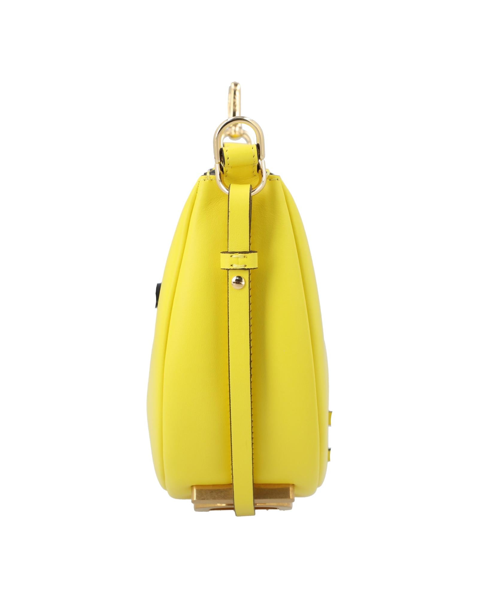 Fendi Sunshine Shopper Small Leather Women Yellow | Yellow Shoulder Bags