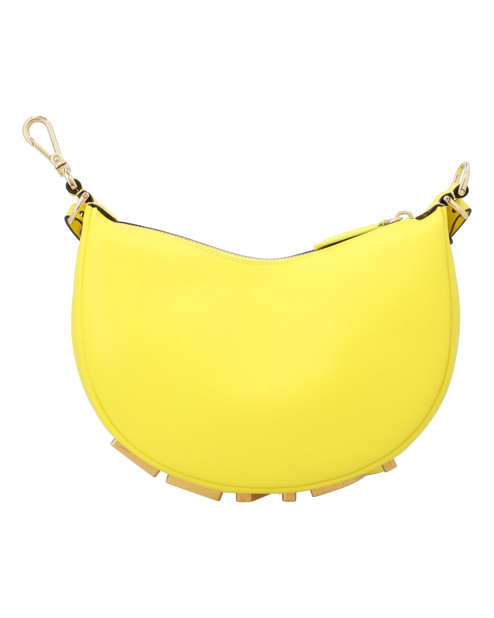 Fendi Sunshine Shopper Small Leather Women Yellow | Yellow Shoulder Bags
