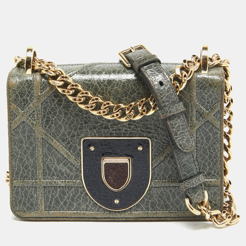 Dior Green Ceramic Effect Leather Diorama Club Shoulder Bag