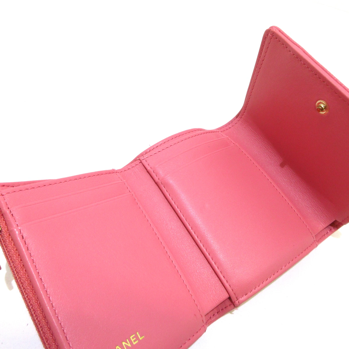 CHANEL - Camellia Trifold Wallet Pink Caviar Skin