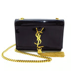 SAINT LAURENT - Kate  Shoulder Bag Black Gold Patent Leather