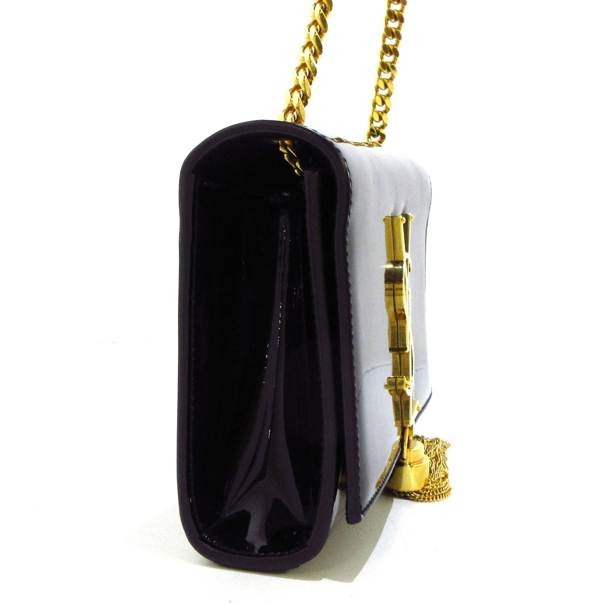 SAINT LAURENT - Kate  Shoulder Bag Black Gold Patent Leather