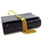 SAINT LAURENT - Kate  Shoulder Bag Black Gold Patent Leather