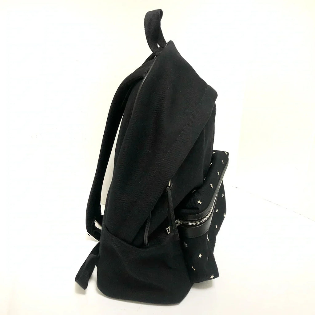 SAINT LAURENT - Star Patch Backpack Black Canvas Leather