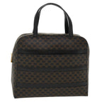 CELINE Macadam Canvas Hand Bag PVC Leather Black  37689