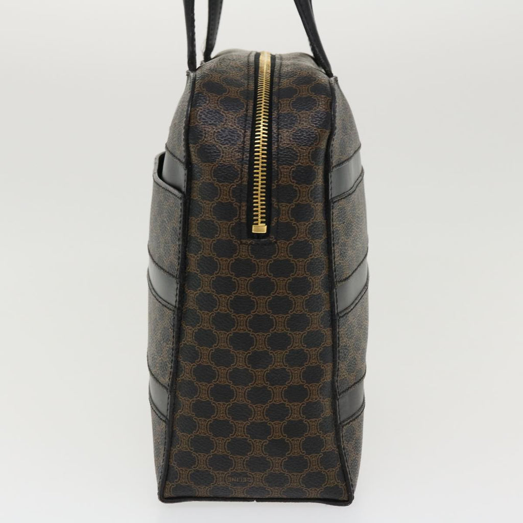 CELINE Macadam Canvas Hand Bag PVC Leather Black  37689