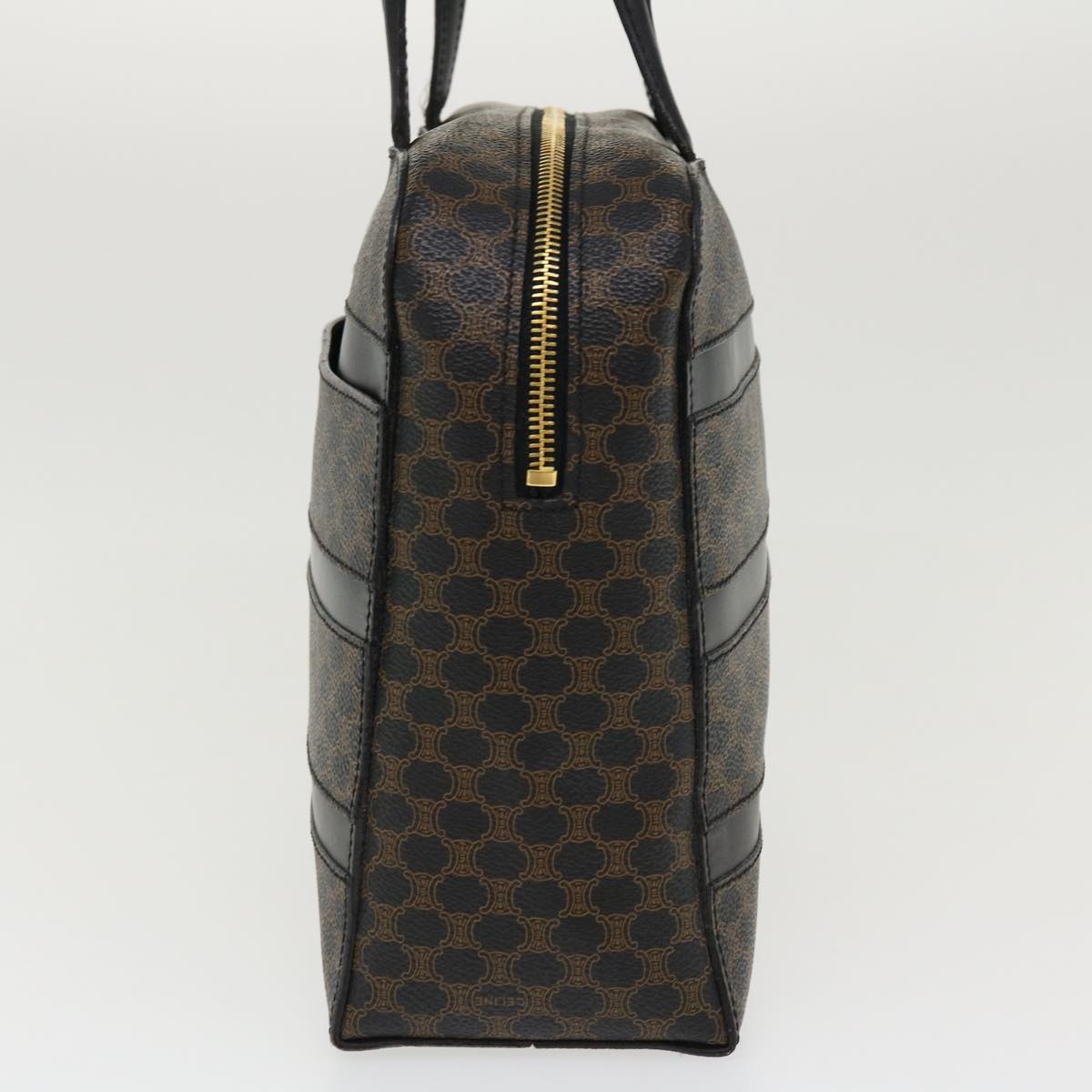 CELINE Macadam Canvas Hand Bag PVC Leather Black  37689