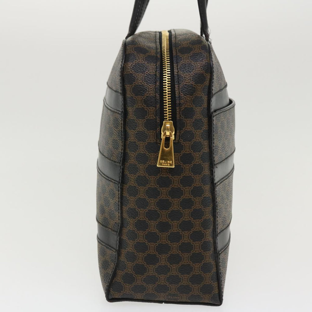 CELINE Macadam Canvas Hand Bag PVC Leather Black  37689