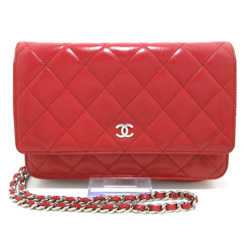 CHANEL - Matelasse Wallet on Chain Red Lambskin