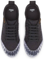 Fendi Women's FF Logo Canvas Low Top Sneakers Black