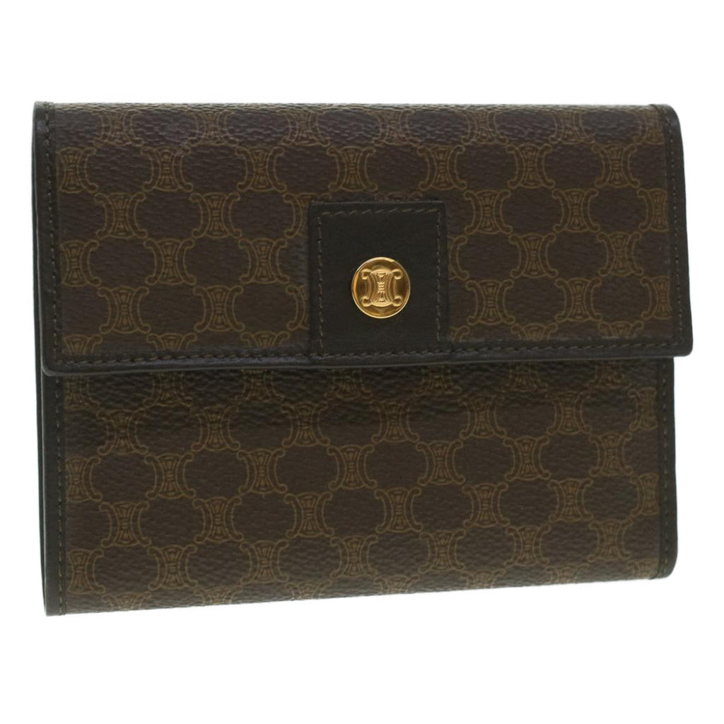 CELINE Macadam Canvas Wallet PVC Leather Brown  37771