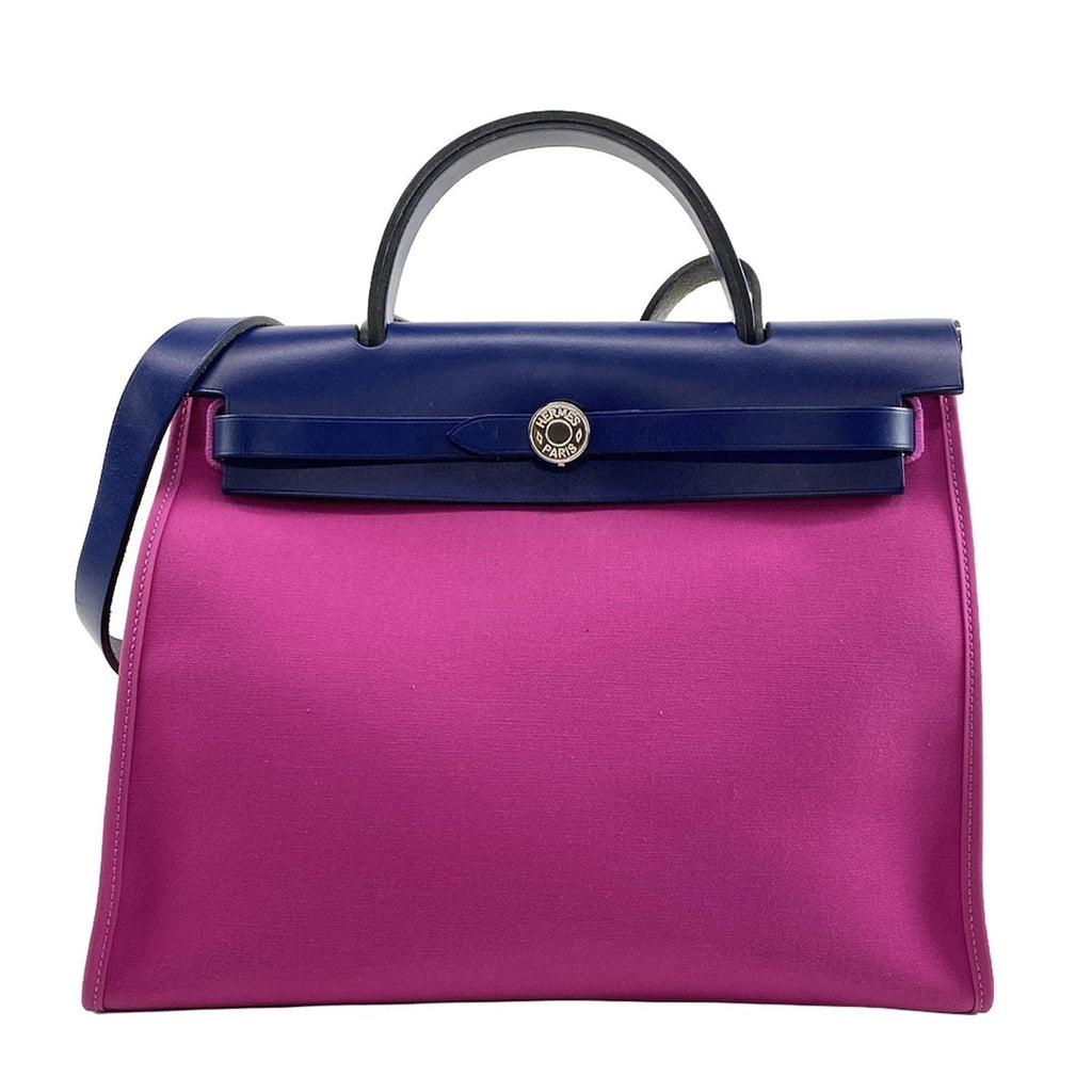 Hermes Magnolia Bleu Saphir Vache Hunter Toile Officier Herbag Zip 31 PM Handbag