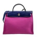 Hermes Magnolia Bleu Saphir Vache Hunter Toile Officier Herbag Zip 31 PM Handbag