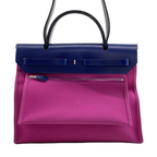 Hermes Magnolia Bleu Saphir Vache Hunter Toile Officier Herbag Zip 31 PM Handbag