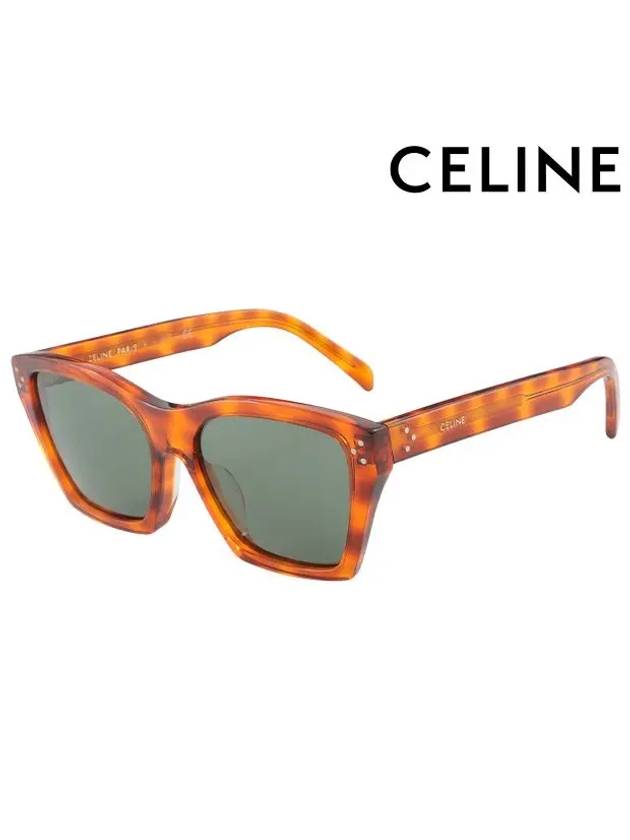 CELINE Eyewear Logo Square Sunglasses Havana